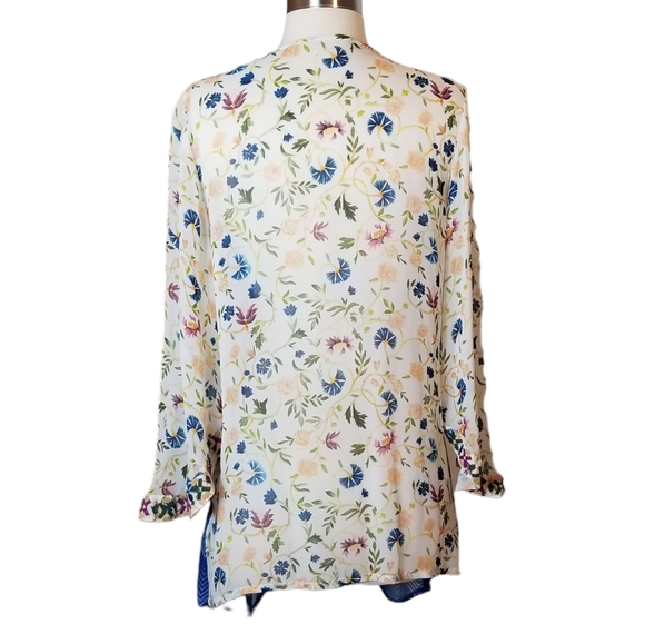 SOFT SURROUNDINGS Art Nouveau Topper Size S Embroidered Kimono Boho Beach Floral - Picture 6 of 11